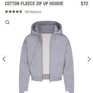 NWT SKIMS COTTON FLEECE ZIP UP HOODIE